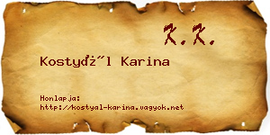 Kostyál Karina névjegykártya